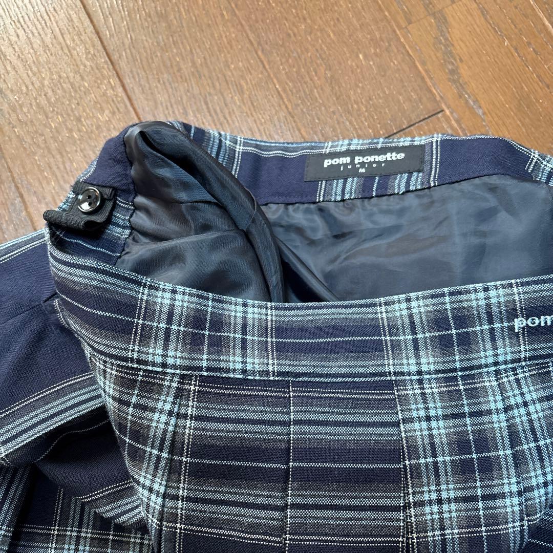 ポンポネットジュニアM（150）ネイビー チェック柄 スーツ・ブレザー セット