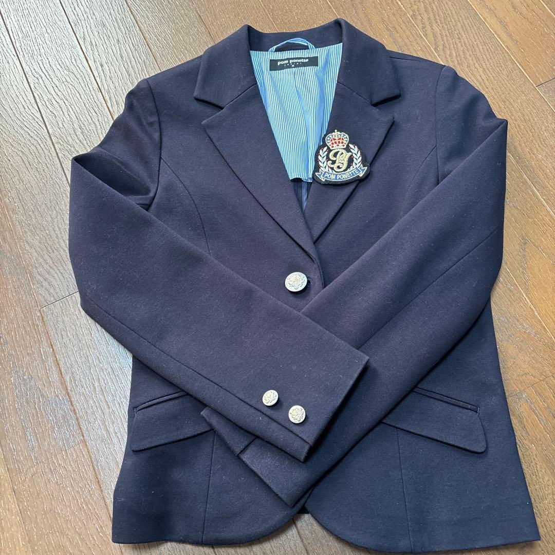 ポンポネットジュニアM（150）ネイビー チェック柄 スーツ・ブレザー セット
