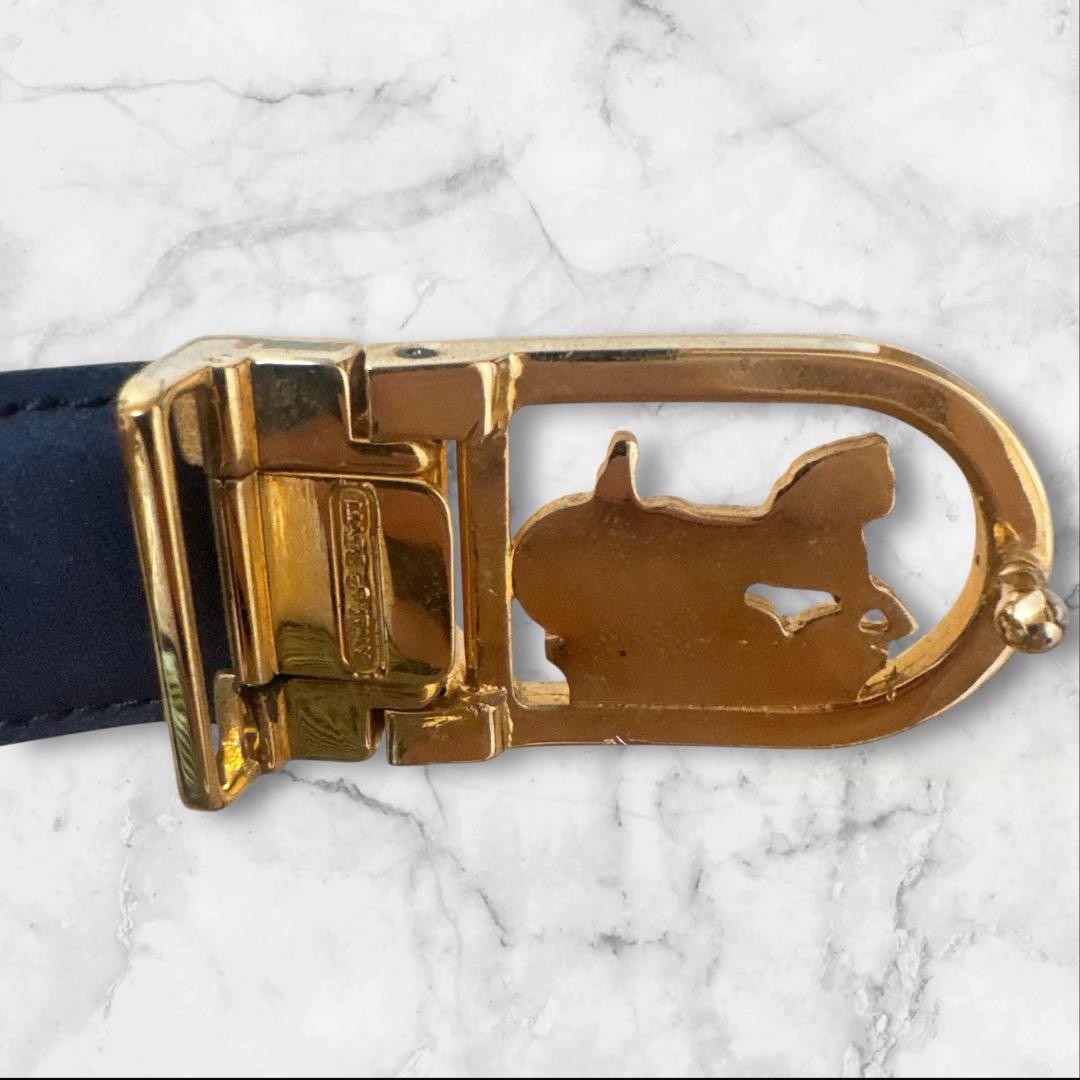 Celine セリーヌ 馬車金具　レザー ベルト ブラック ゴールドバックル