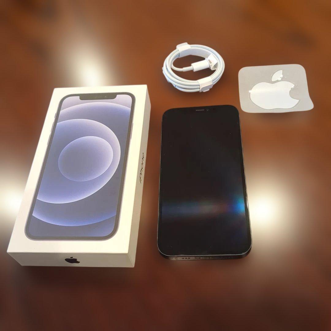 iphone12 64GB 本体（黒）バッテリー容量77%　箱　充電ケーブル付属