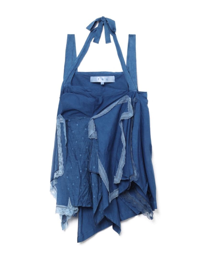 2024ss コムデギャルソン タオTAO 手染めインディゴ リボン装飾ベスト