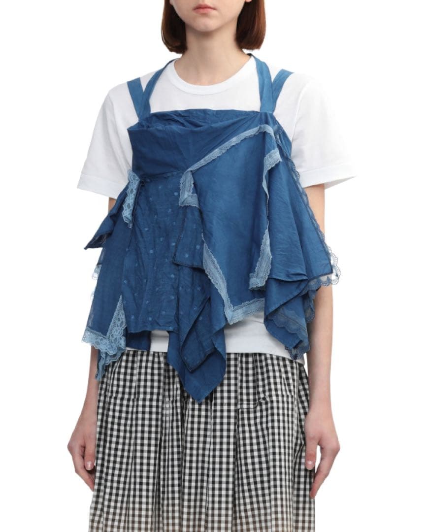 2024ss コムデギャルソン タオTAO 手染めインディゴ リボン装飾ベスト