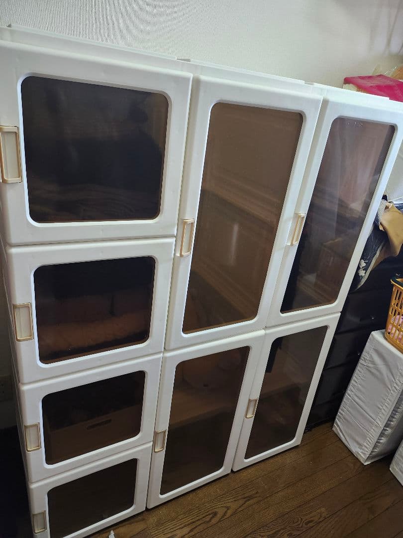 ホワイト 扉付き収納ケース 4段