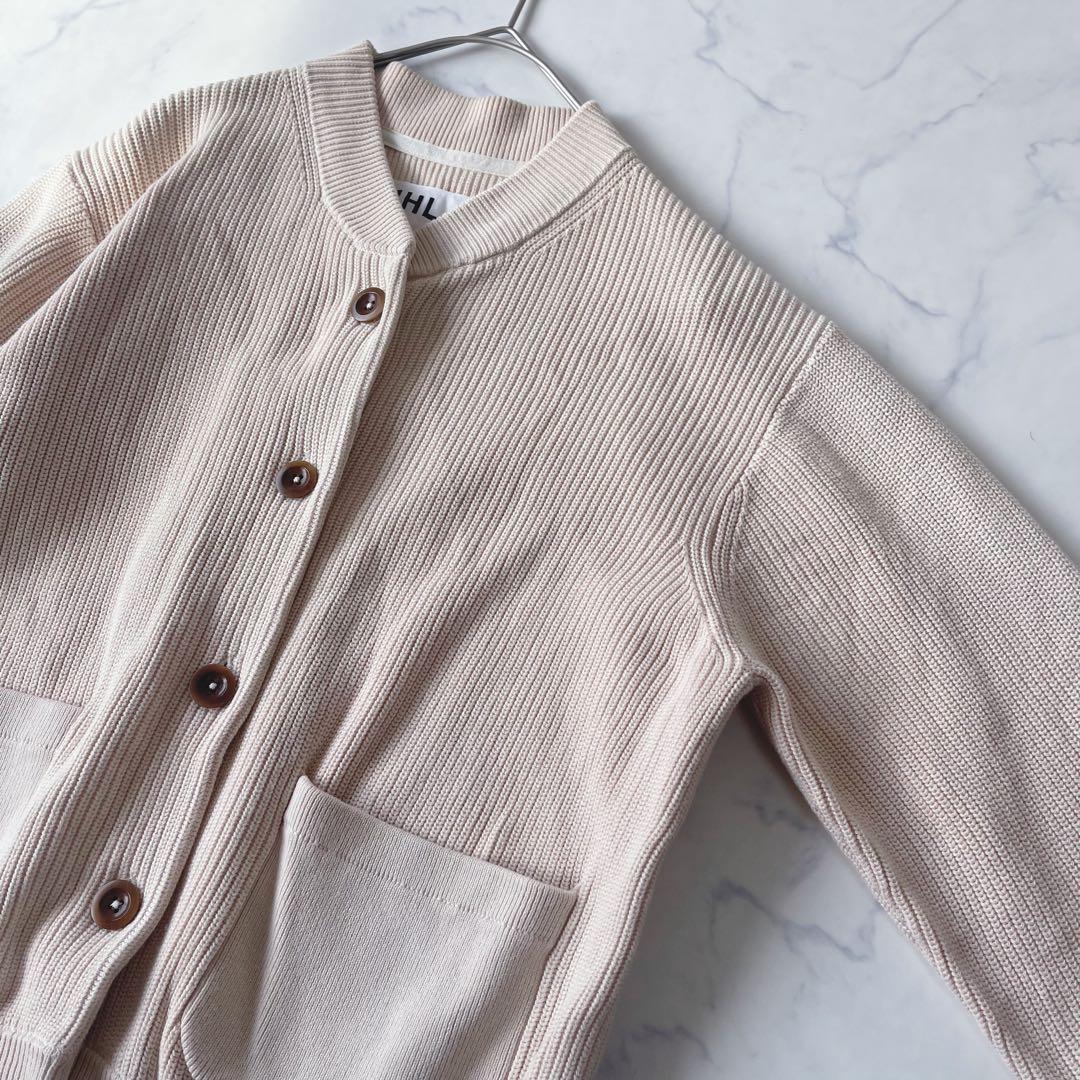 MHL. マーガレットハウエル コットン リブニット カーディガン ベージュ