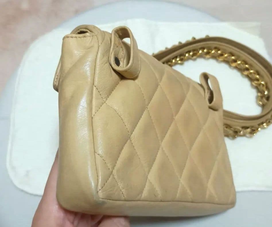 CHANELシャネルベージュ キルティングウエストポーチ シャネル ココマーク