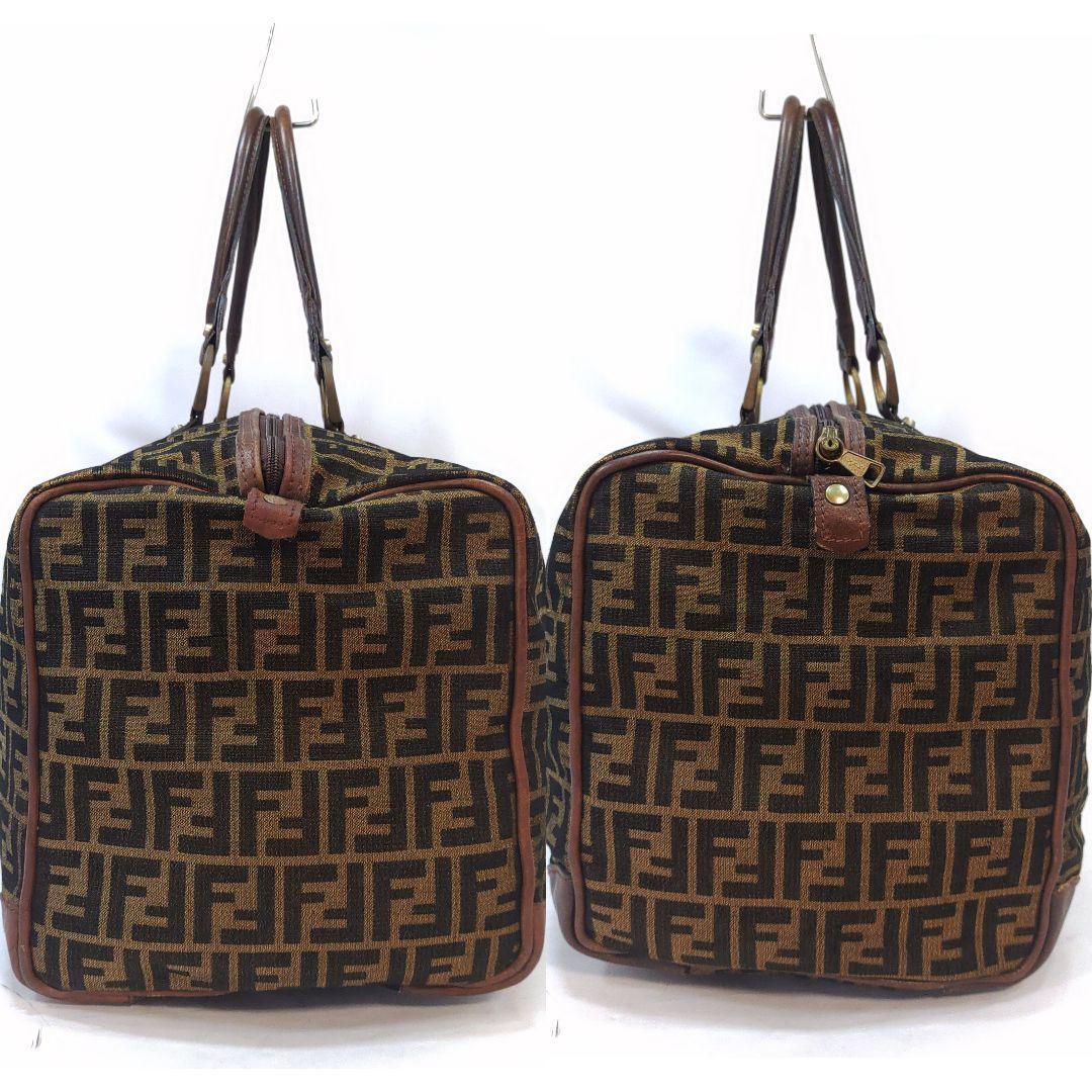 フェンディ ボストンバッグ レザー×キャンバス A4可 肩掛 FF柄 ブラウン
