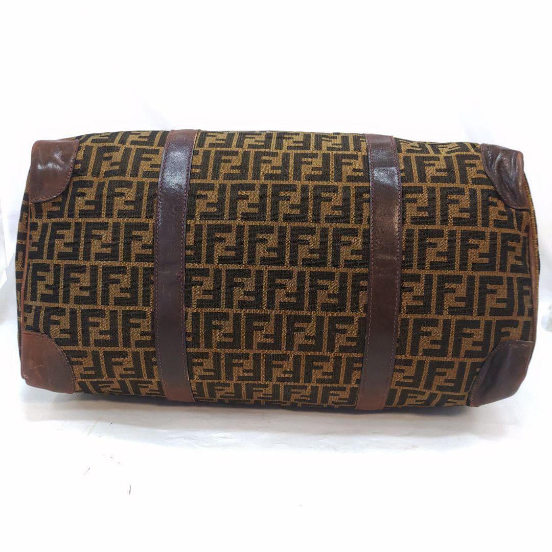 フェンディ ボストンバッグ レザー×キャンバス A4可 肩掛 FF柄 ブラウン