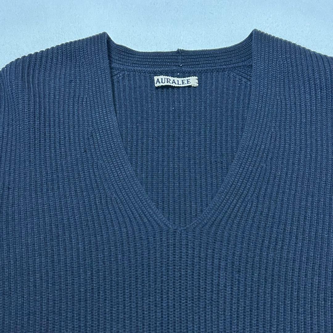 【AURALEE】カシミヤ混 ニット Vネック セーター サイドスリット