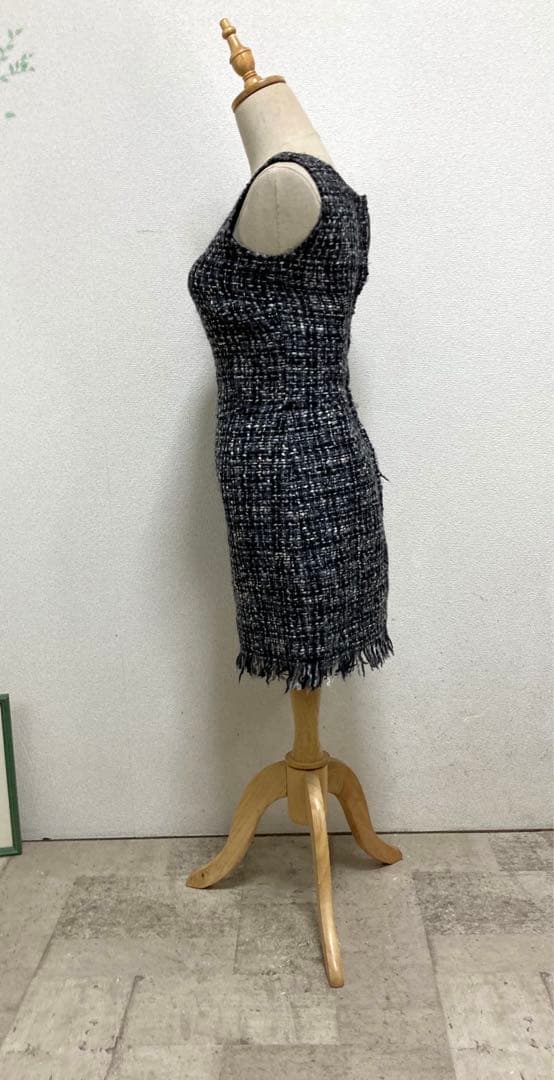 ドルチェ&ガッバーナ　ツイードワンピース　裏地ひょう柄 36 黒　パーティー