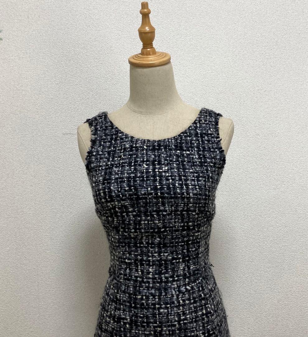 ドルチェ&ガッバーナ　ツイードワンピース　裏地ひょう柄 36 黒　パーティー