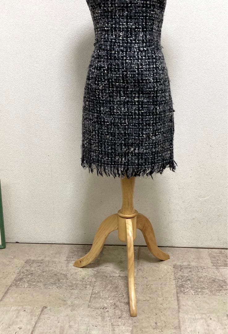 ドルチェ&ガッバーナ　ツイードワンピース　裏地ひょう柄 36 黒　パーティー