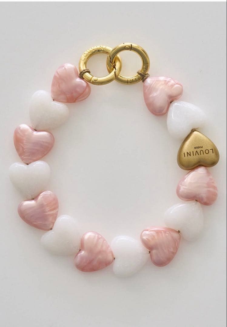 LOUVINIハンドストラップPETIT CUORE PINK-WHITE