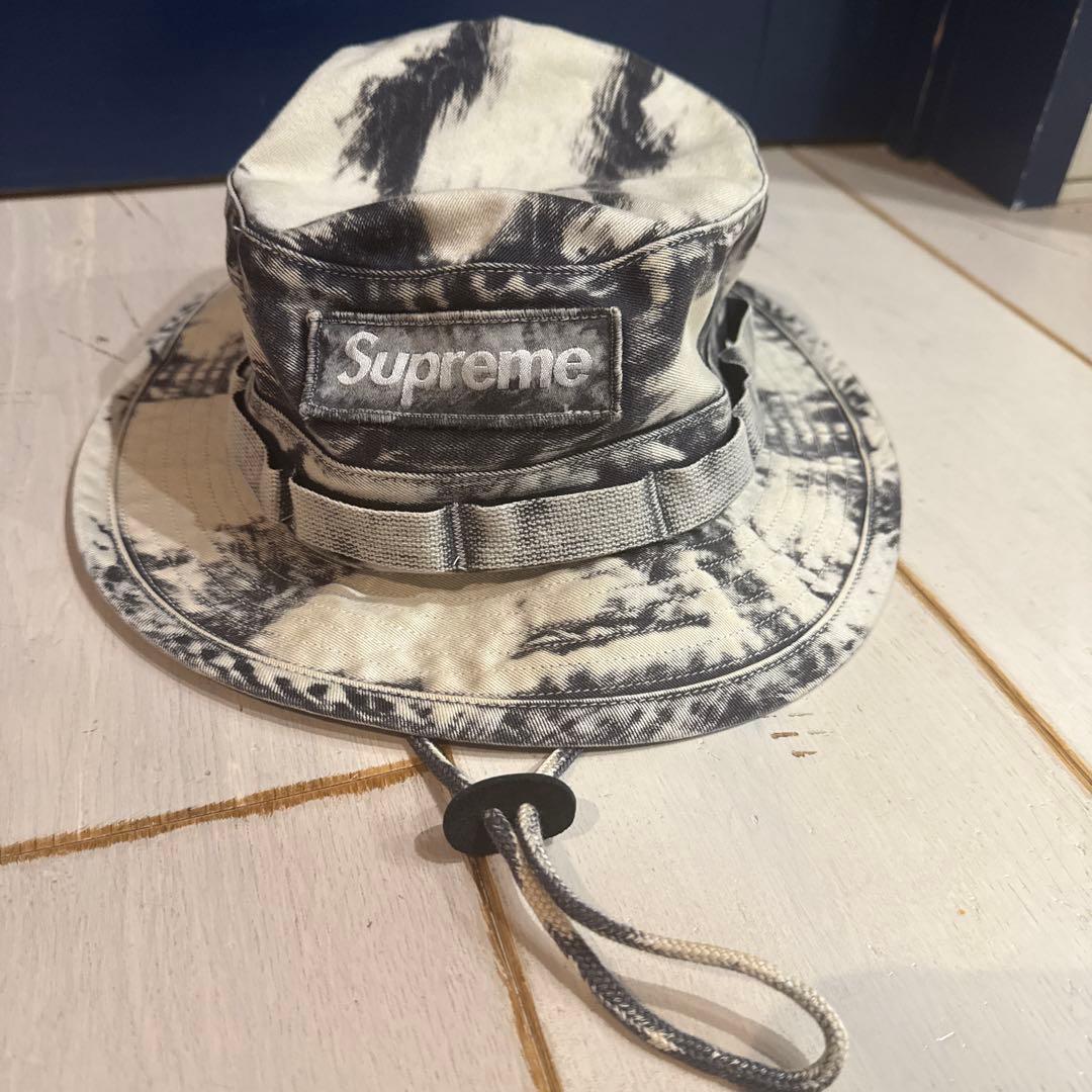 Supreme バケットハット M/L ブラック/ホワイト
