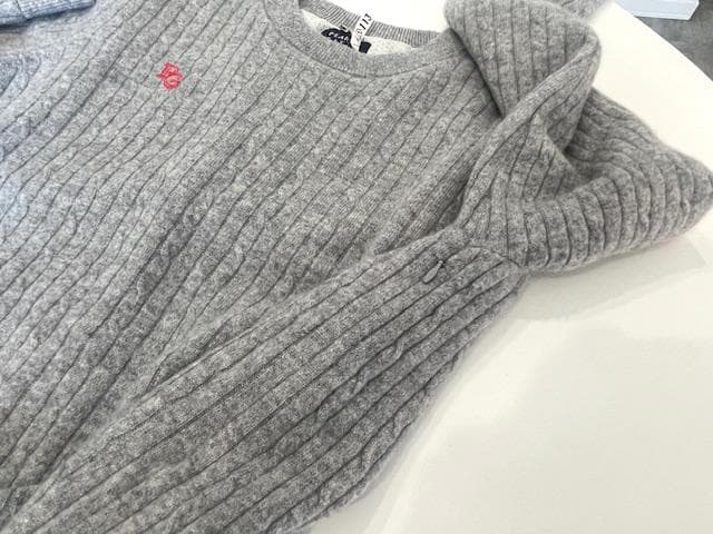 パーリーゲイツ　ケーブル編み　セーター　カシミヤ　防風裏地付　１　M