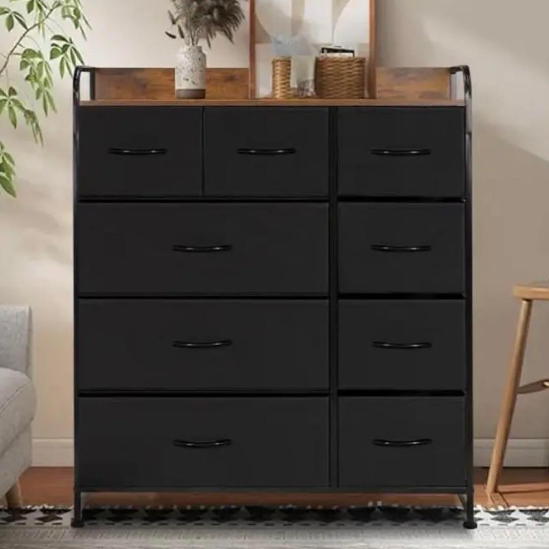 【新品】ブラック チェスト タンス 収納チェスト 洋服収納 リビング 大容量