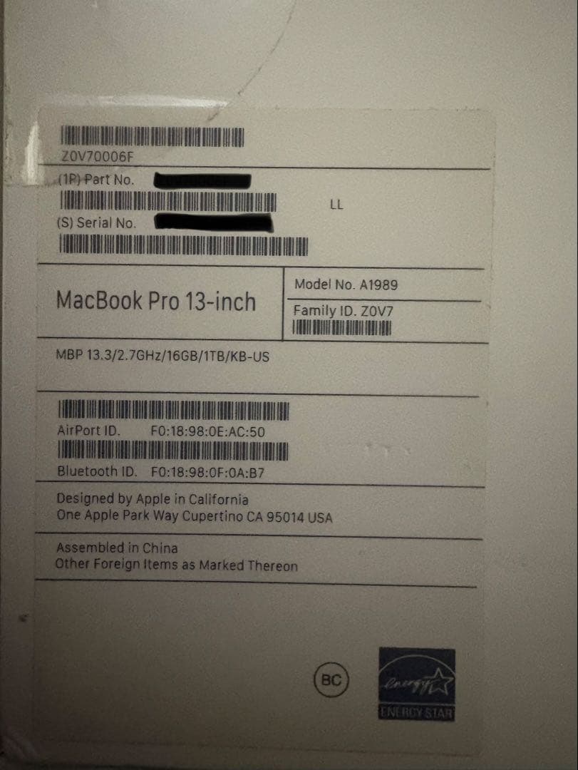 美品！フルカスタムMacBook Pro 13 メモリ16GBストレージ1TB