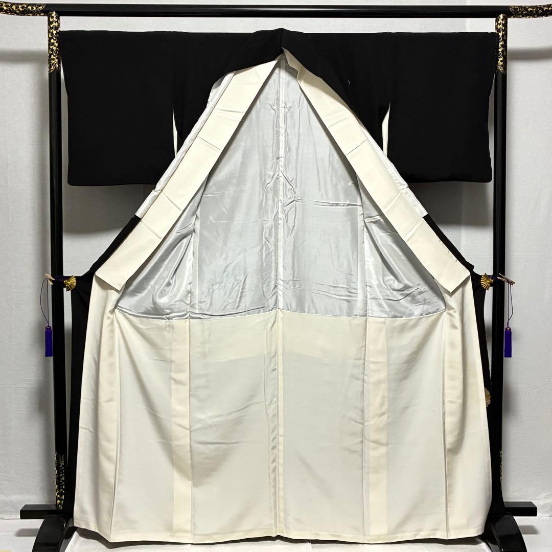 D7 黒留袖 鳳凰 唐草 金箔 正絹 着物 袷 極美品