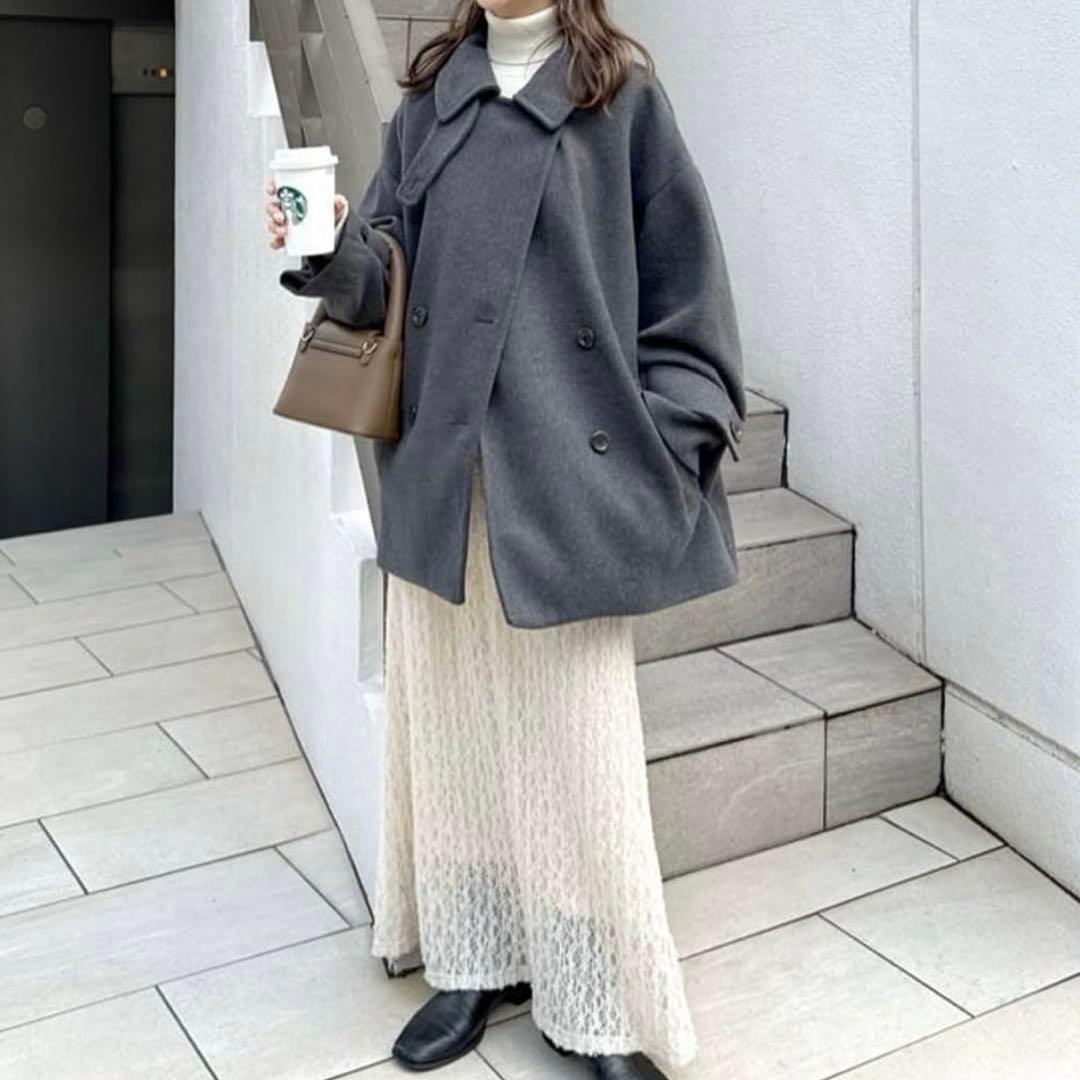 ⭐︎【Discoat】中空糸スタンドミドルコート チャコールグレー