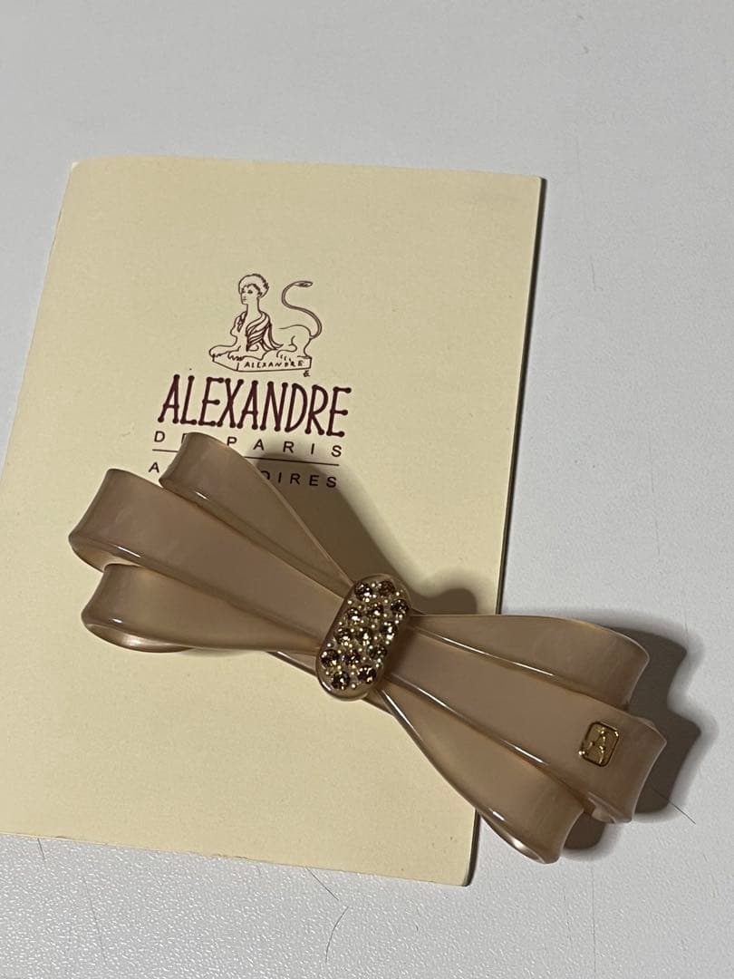 ALEXANDRE DE PARIS ベージュリボンヘアクリップ