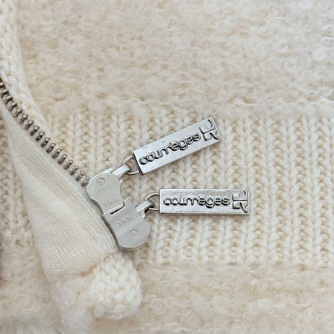 値下げ価格！【未使用】courreges ボアパーカー ロゴ刺繍 ジップ ウール