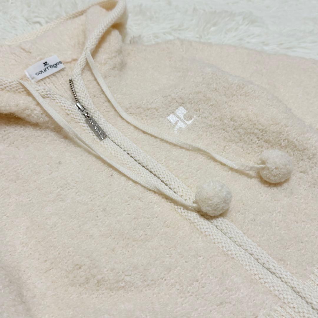 値下げ価格！【未使用】courreges ボアパーカー ロゴ刺繍 ジップ ウール
