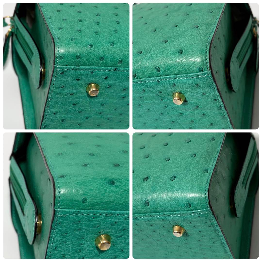 希少　クロエ　ヴィンテージ　オールド　オーストリッチ　ハンドバッグ　ゴールド金具