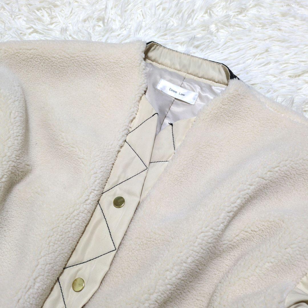 美品 エイミーロウ Eimee Law バックフリルボアブルゾン 38(M)
