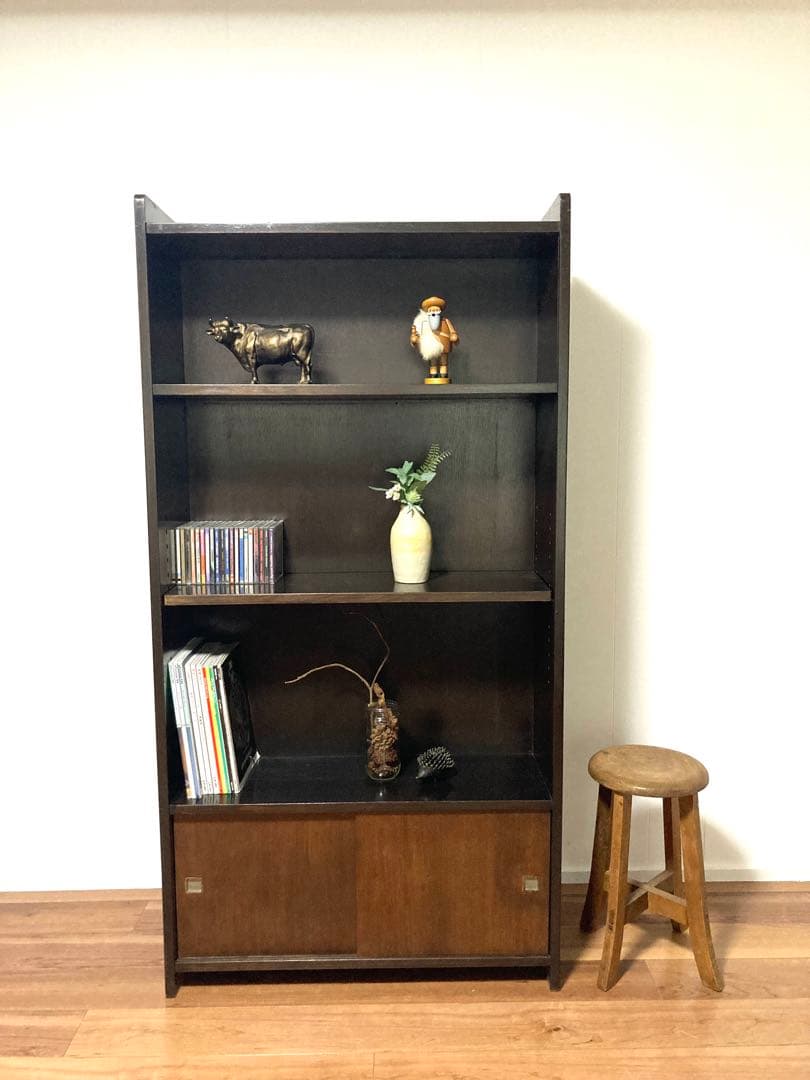 【メンテ済み】大きなビンテージの木製本棚　中板2枚可変　高さ167cm