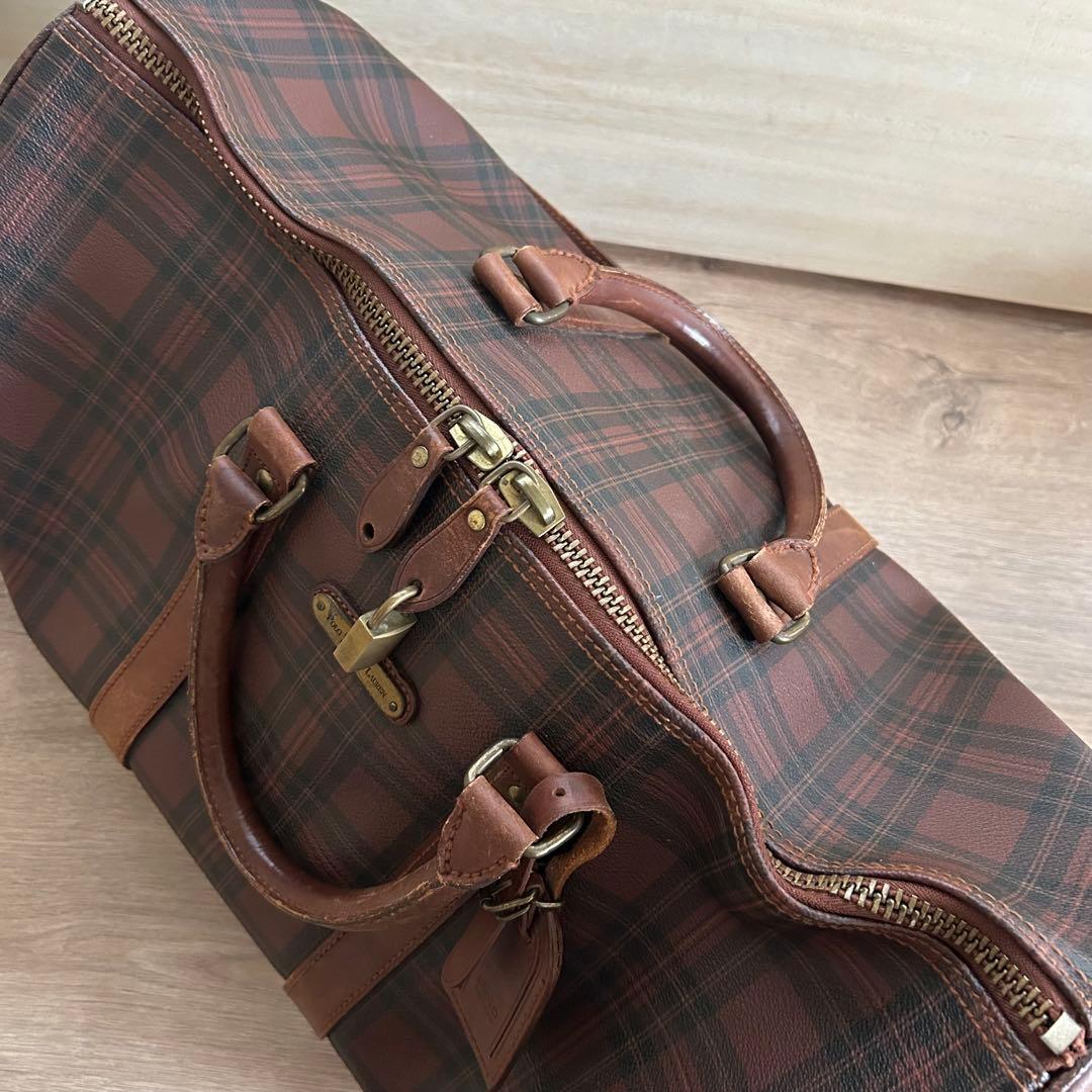 ポロラルフローレン ボストンバッグ タータンチェック 2way ブラウン