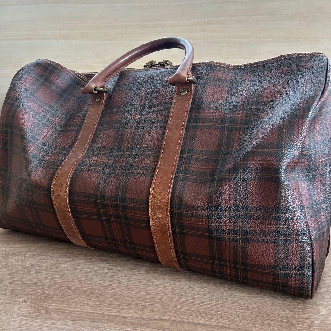 ポロラルフローレン ボストンバッグ タータンチェック 2way ブラウン