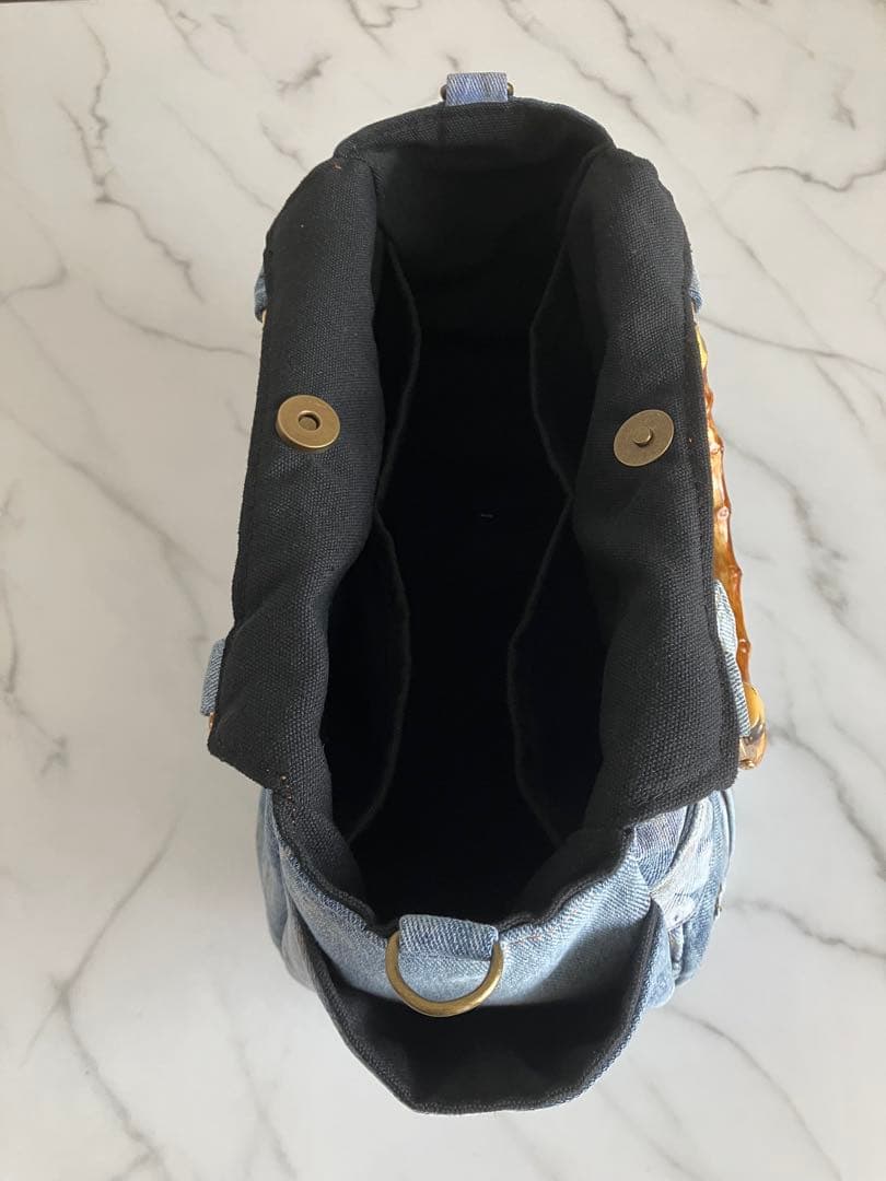 851 ピエロ　花柄デニムリメイクバック　ハンドメイド 3点