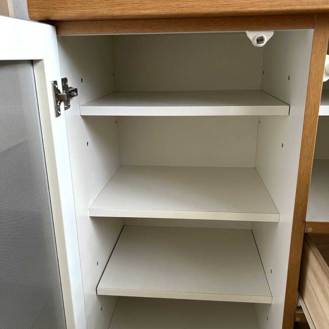 【たのめる便】ニトリサイドボード/食器棚　モデナ2 120LBR ガラス扉