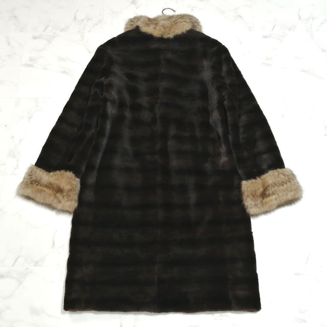 ゴールデンセーブル × シェアード　毛皮 ロングコート　リバーシブル　ファー