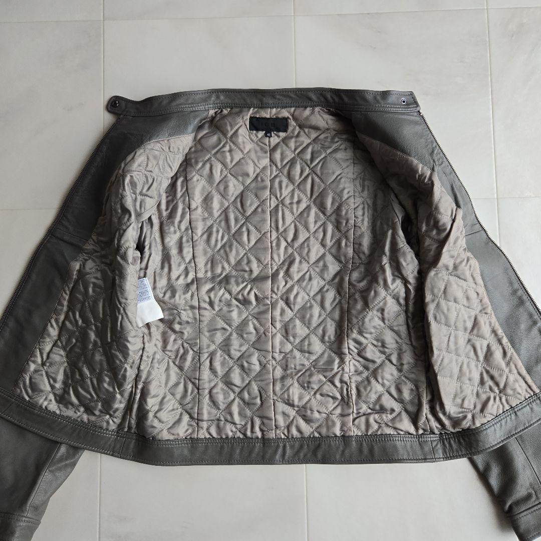 iCB シングル ライダースジャケット ラムレザー 羊革 グレー 42サイズ