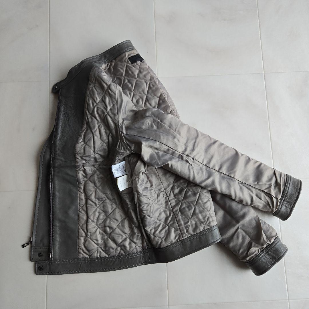 iCB シングル ライダースジャケット ラムレザー 羊革 グレー 42サイズ