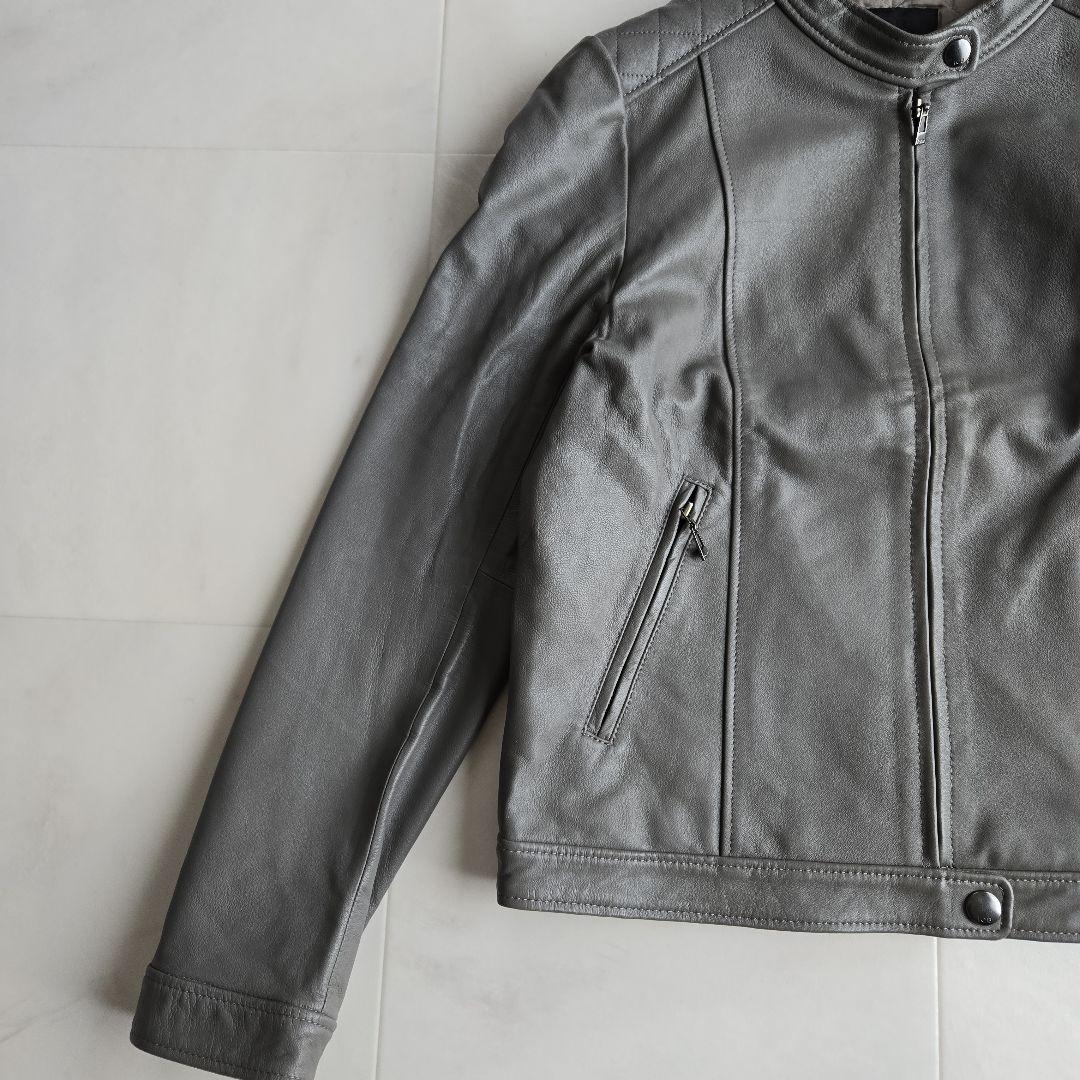 iCB シングル ライダースジャケット ラムレザー 羊革 グレー 42サイズ