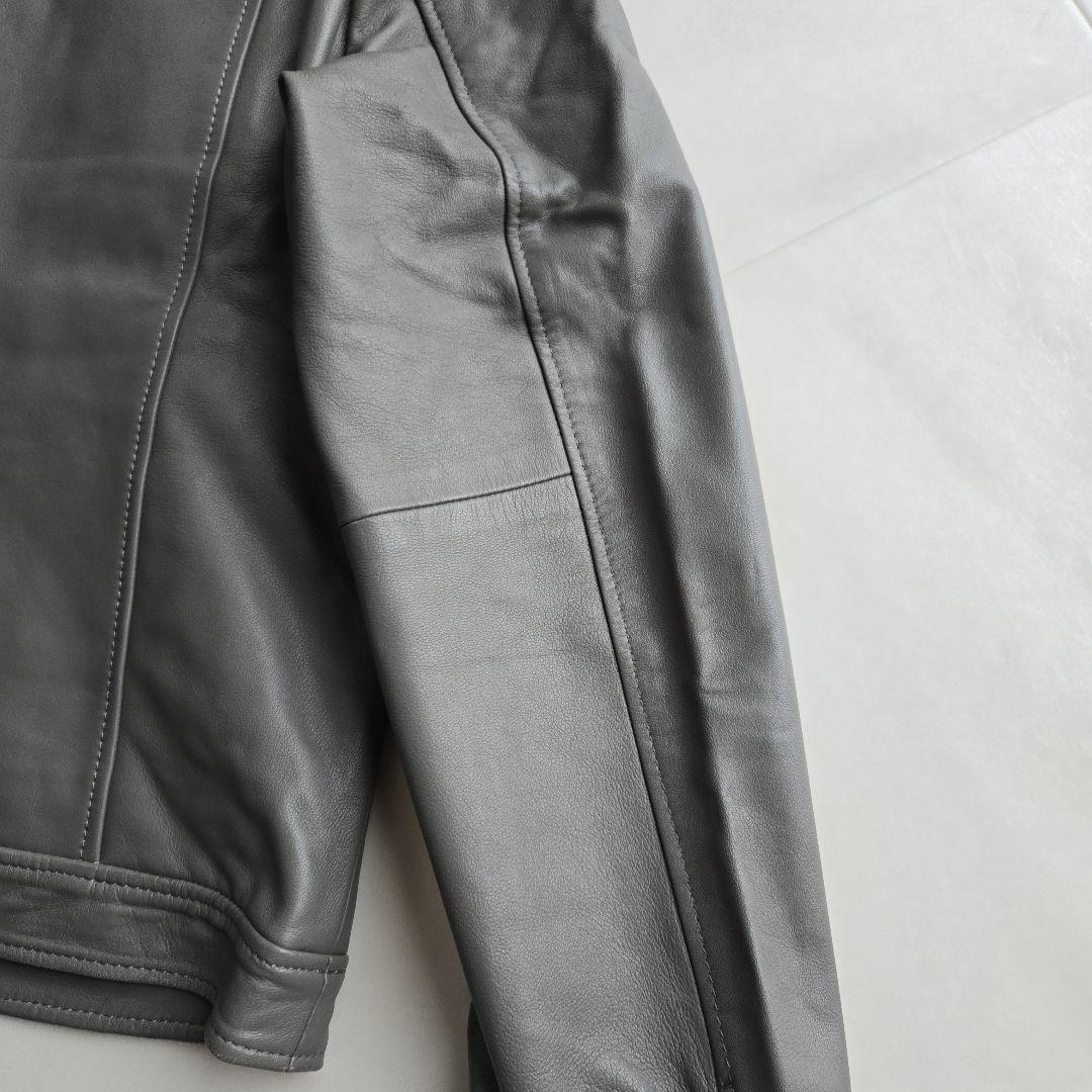 iCB シングル ライダースジャケット ラムレザー 羊革 グレー 42サイズ