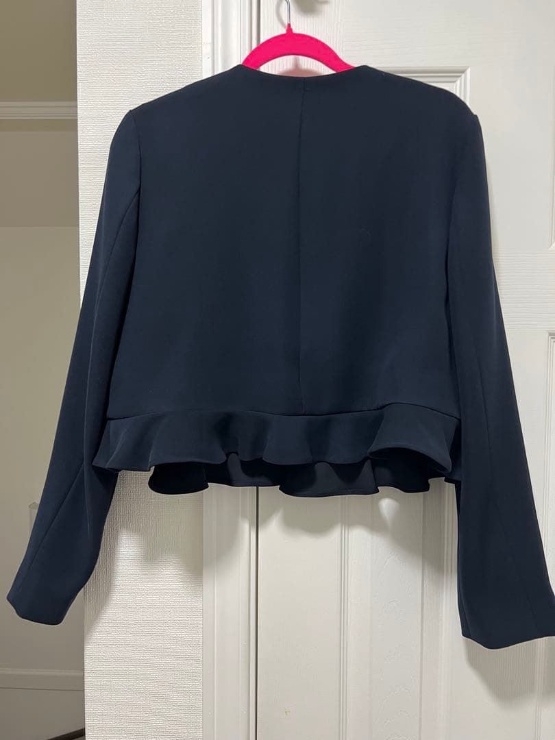 YOKOCHAN ネイビー　ペプラムパールショートジャケット　40