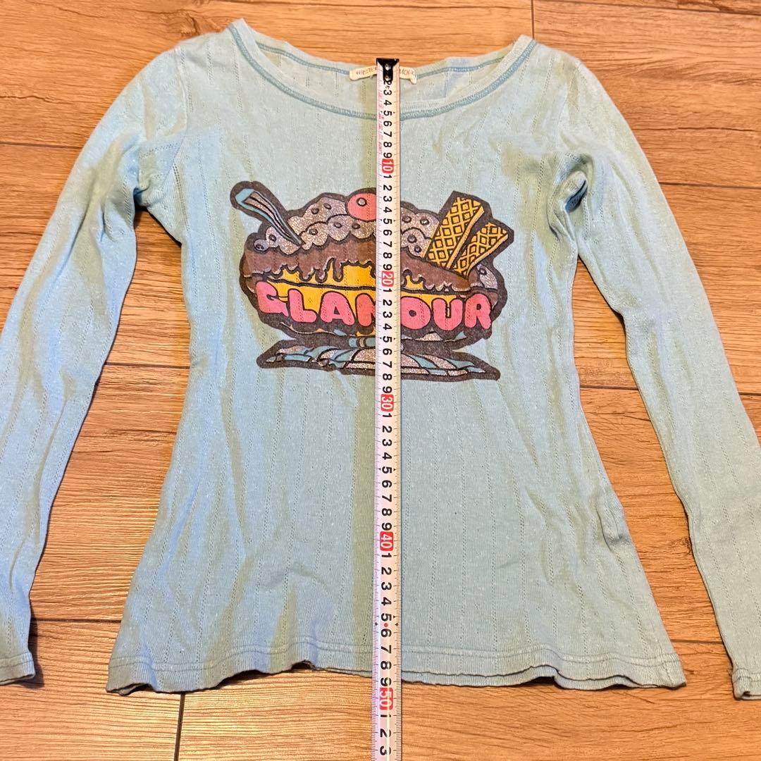 古着 ヒステリックグラマー 平成 パフェ 水色 ラメ プリント カットソー