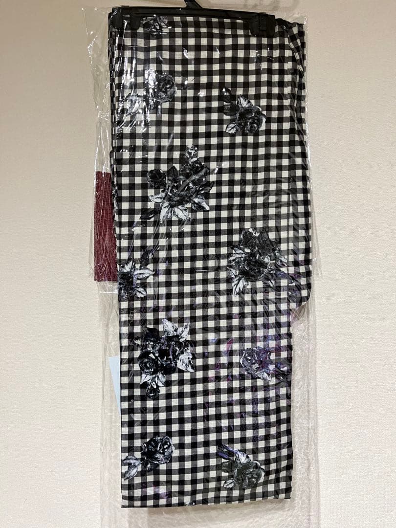 新品 ラベルエチュード 浴衣セット ギンガムチェック バラ ブラック