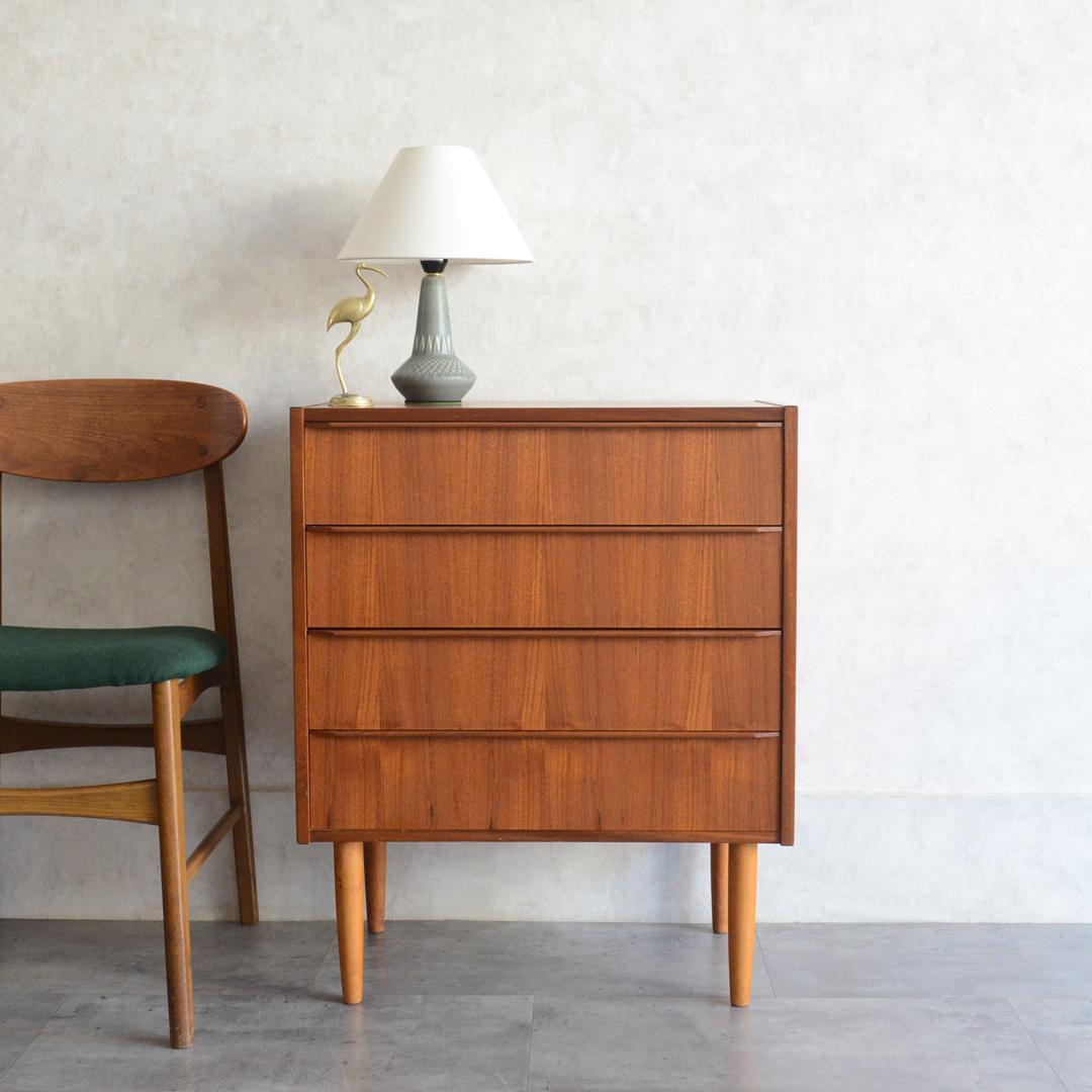 デンマーク 北欧ヴィンテージ チーク ４段 チェスト 洋タンス 北欧家具