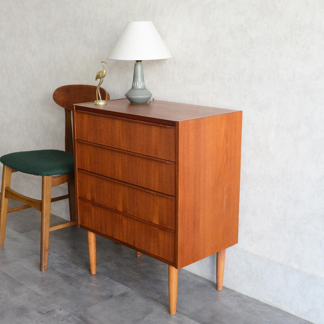 デンマーク 北欧ヴィンテージ チーク ４段 チェスト 洋タンス 北欧家具
