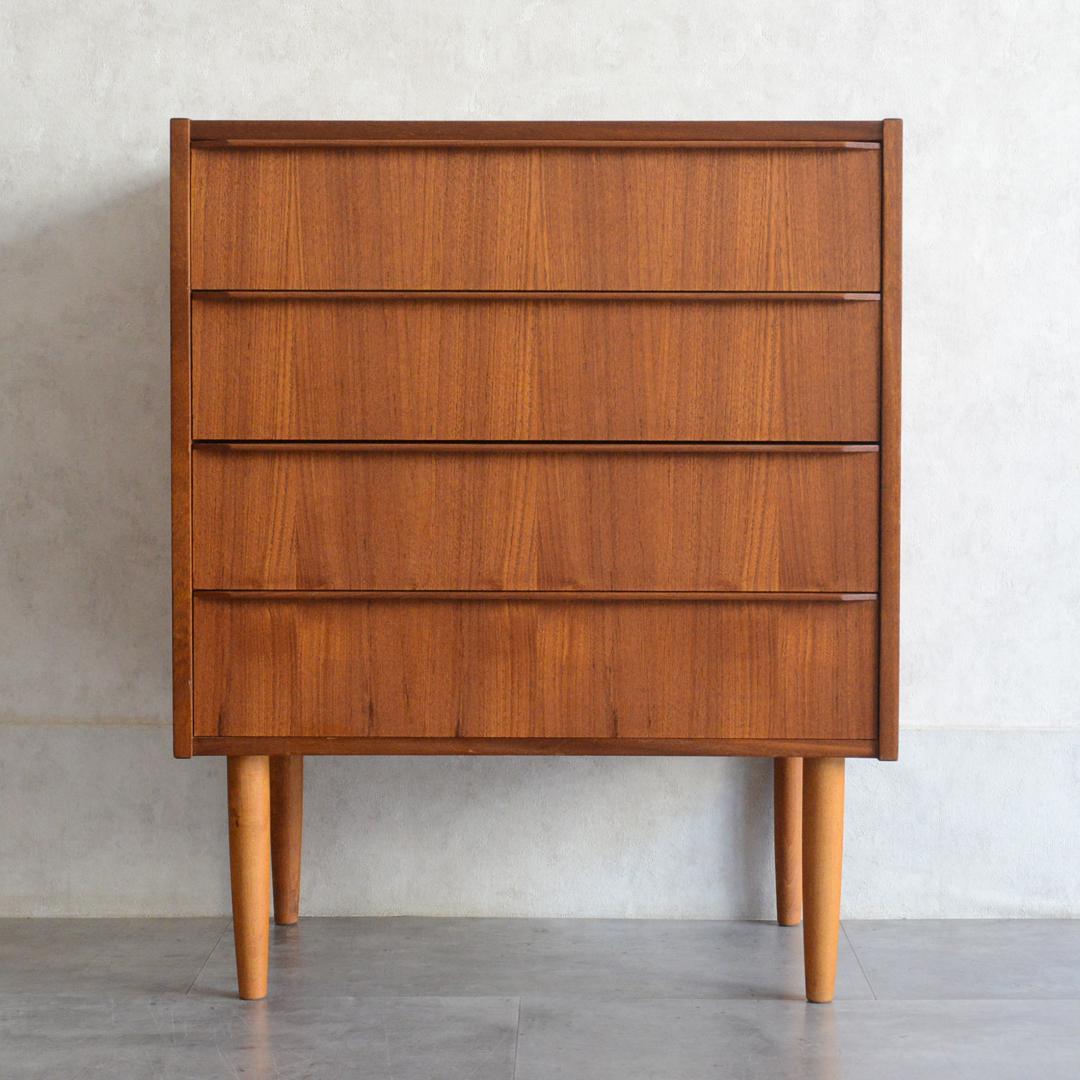 デンマーク 北欧ヴィンテージ チーク ４段 チェスト 洋タンス 北欧家具