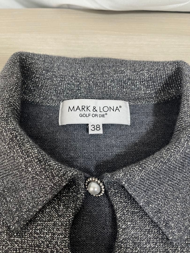 定価5万 MARK&LONA ラメ ニット ポロ 38 グレー パフスリーブ 冬