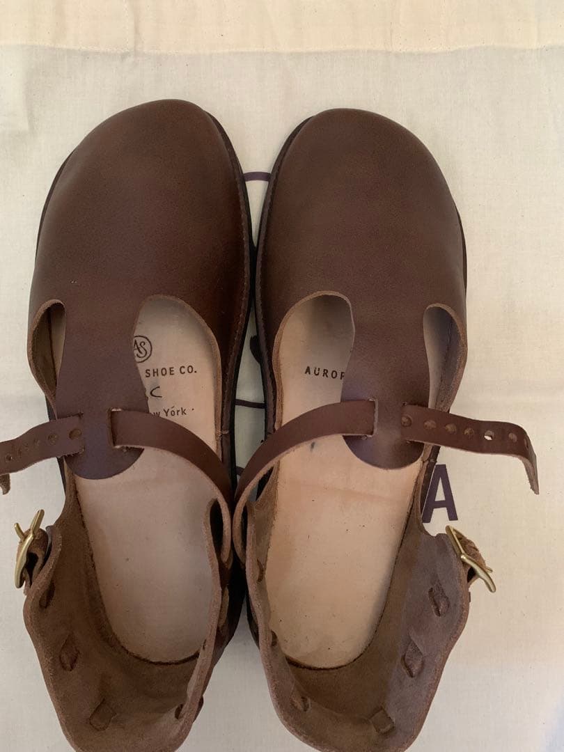 AURORA SHOES　オーロラシューズ　 T-Strap 25cm ブラウン