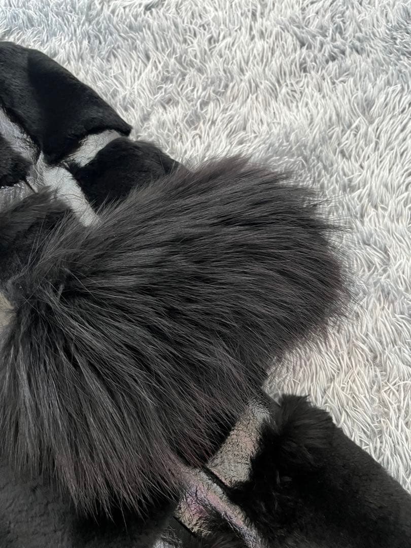 激レア　シェアードミンク　エナメルレザー　パッチワーク　金釦　ロングコート