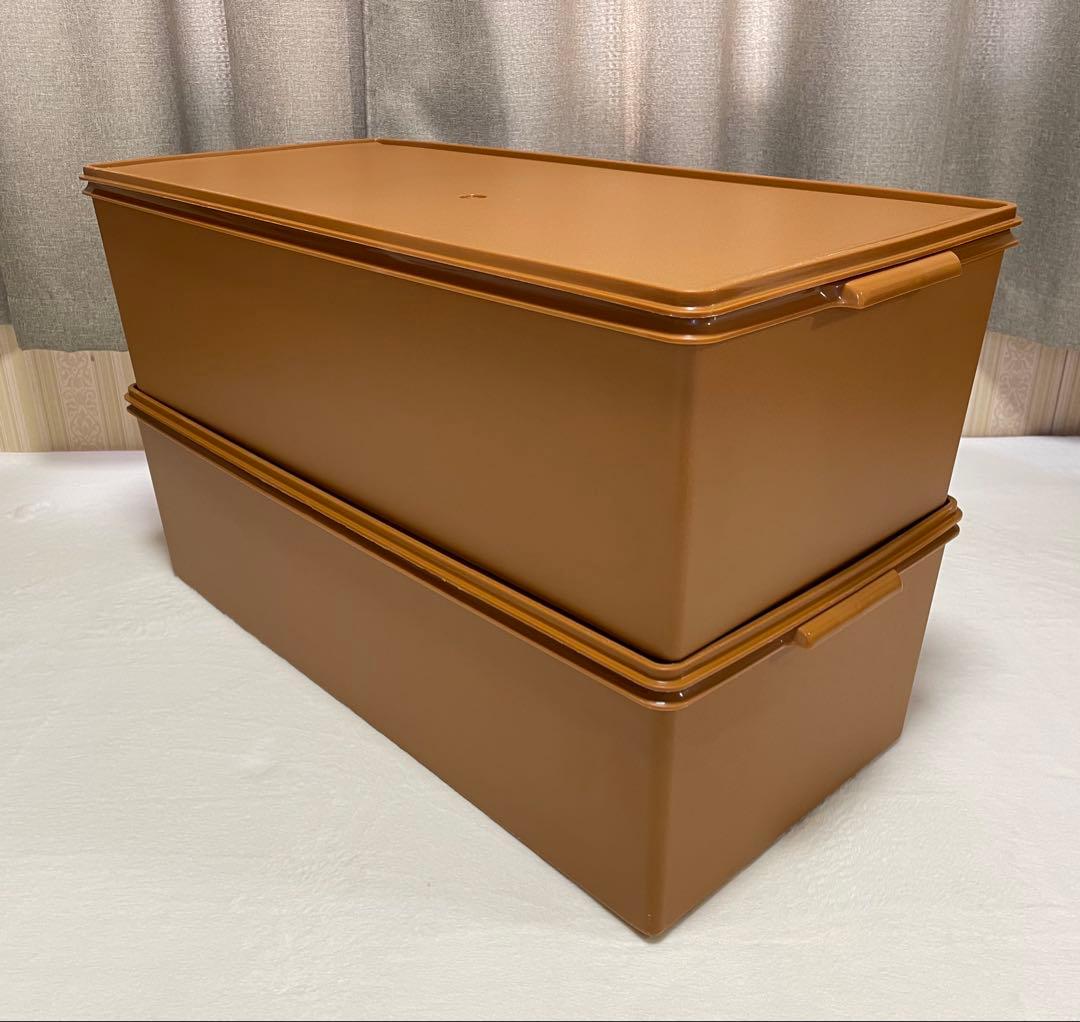 美品/2個セット/タッパーウェア/ディープ/ロング/スーパーケース/セピア②