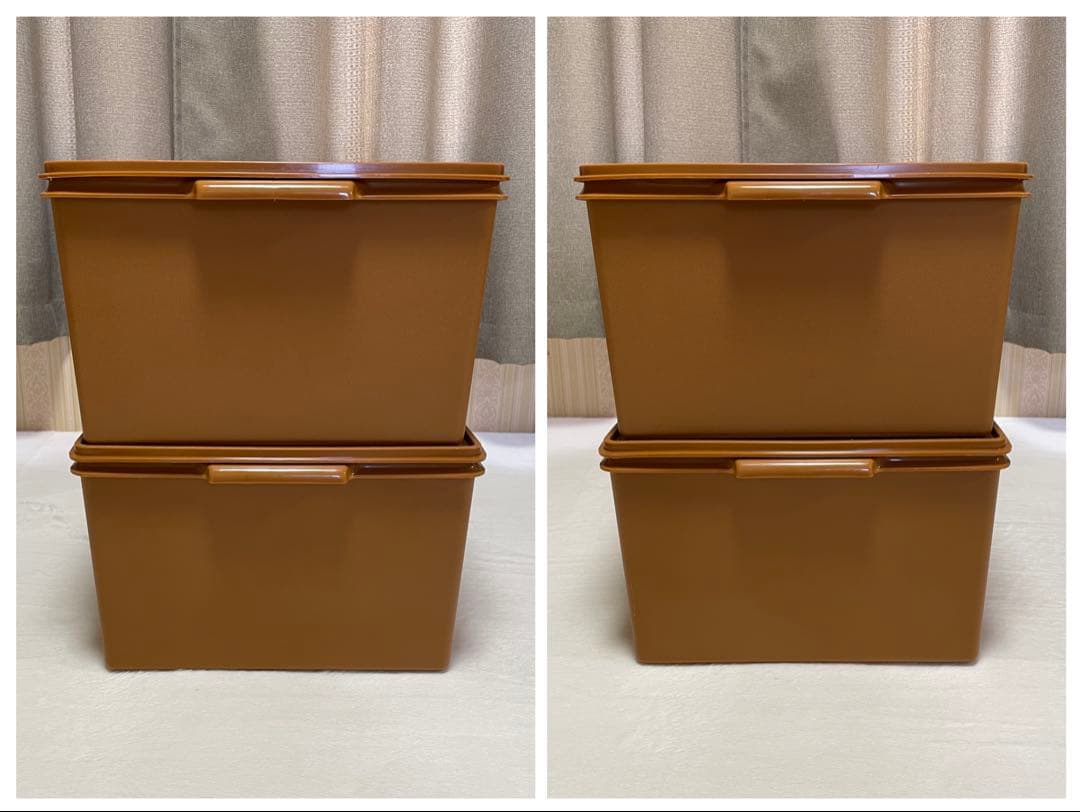 美品/2個セット/タッパーウェア/ディープ/ロング/スーパーケース/セピア②