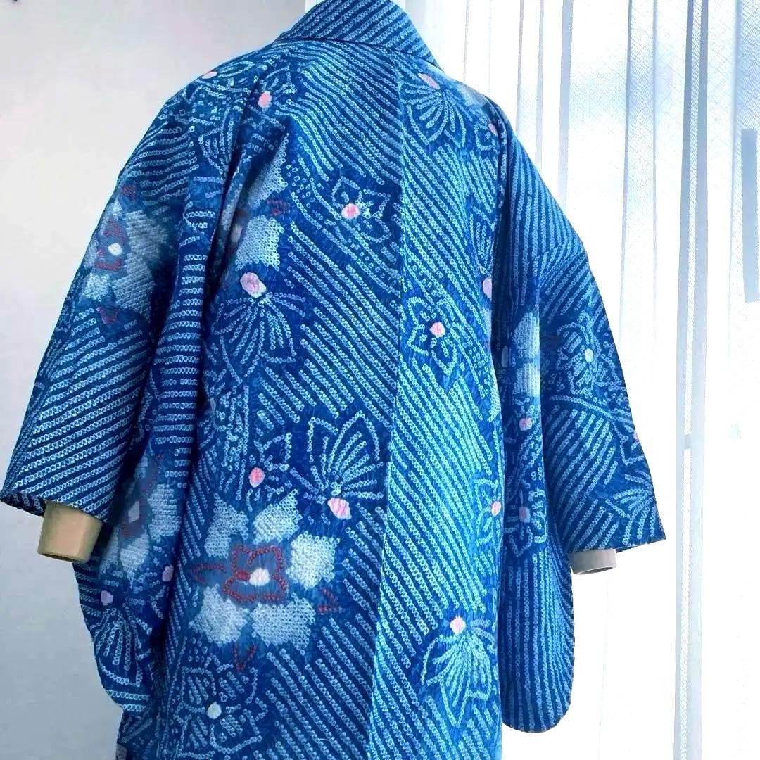 有松絞り　浴衣　鳴海絞り　未使用しつけ糸付　159cm 絞り浴衣　No.200