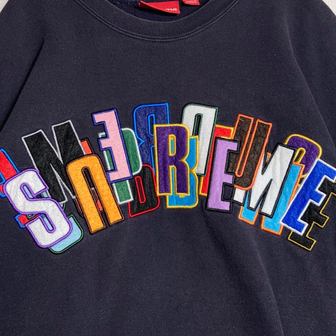 SUPREME‼︎ スウェット ビッグロゴ 刺繍ロゴ 紺 XL.